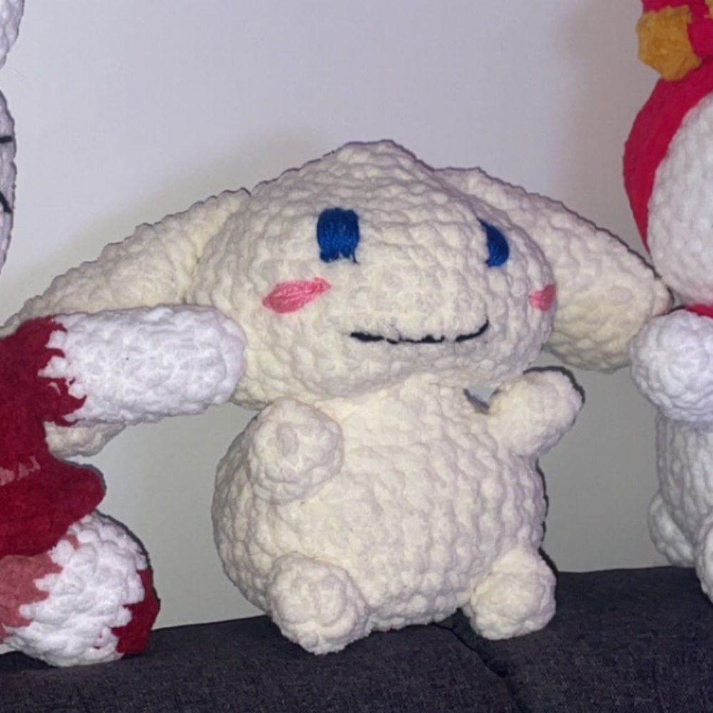 handmade Sanrio cinnamoroll amigurumi plushie!!  Medium sized.